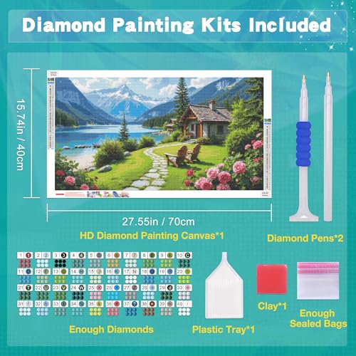 JOOZ Large Diamond Art Kits for Adults 5D Landscape Diamond Painting Kits Full Drill Mountain Diamond Art Painting Kits Flower Gem Painting Kits for Gift Home Wall Decor 2.7.5x15.7 Inch - color: Mountain 059