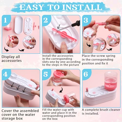 Painting Station Paint Brush Cleaner 20"X16" Silicone Paintings Mat with Cup and Paint Holder 10 Paintings Brushes Children's Painting Set Art Supplies for Kid School Gifts DIY Crafts (Blue Pink) - color: Blue Pink