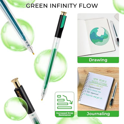 Green Retractable Glitter Gel Pens, 12 PCS Large Capacity Metallic Ink Pen - color: 12 Green