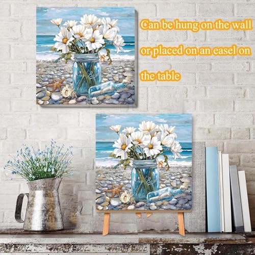 VIGEGU Beach Flowers Paint by Numbers Kit for Adults with Frame | Paint by Number for Beginner DIY Adult Paint by Number Kits for Home Decor 12x12inch - color: Paint by Number -20