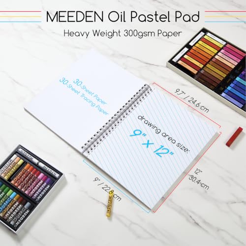 MEEDEN 72 Vibrant Colors Soft Oil Pastels + 140lb/300gsm 9"x 12" Oil Pastel Paper for Artist Beginner Adult - Smooth Oil Pastel Crayons for Art Supplies, Painting, Drawing, Blending, Layering, Shading