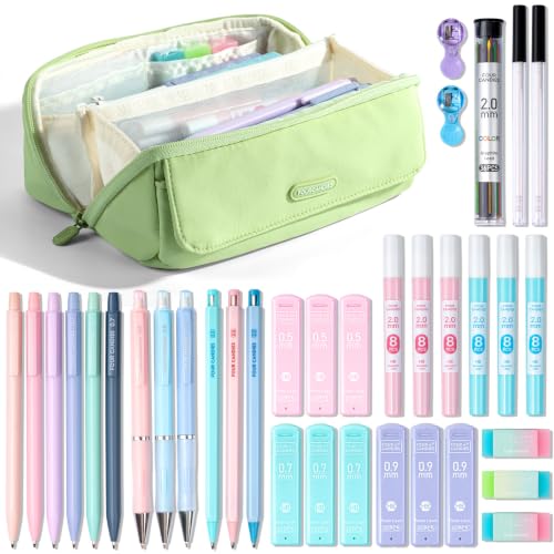Four Candies 36PCS Mechanical Pencil Set with 624 Lead Refills(Light Green) - color: Light Green