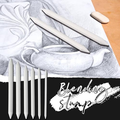 Fulmoon 288 Pcs Blending Stumps Set Paper Art Blenders for Drawing Sketch Shading Pencil Oil Pastel Blender Tools Drawing Supplies for Charcoal Graphite Pastel Ideal for Artists Students and Beginners - style: Blending Stump