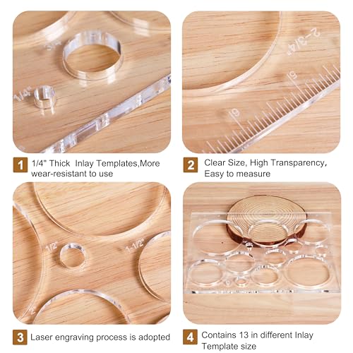 10 * 7.9 inches 13 in 1 Router Jig Kit for Woodworking - Bowtie, Circle Inlay & Decorative Templates - style: 1 Pack Circle