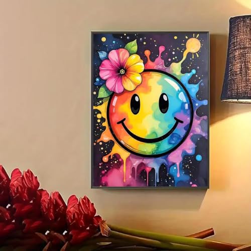 WUDWL Cute Diamond Art Kits for Adult Diamond Painting Kits for Adults | Smiling Face DIY Painting Diamond Painting Kits 5D Diamond Dots Gem Art Crafts with Tools,Round Full Drill 12x16inch - color: DP04736