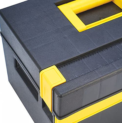 Compacto Tool Organizer Box with Removable Tray | Heavy-Duty Plastic Toolbox with Compartments for DIY, Electrical, and Craft Tools | Portable, Lockable & Durable | 10,62''X14,96''X8,66'' | by Onuva