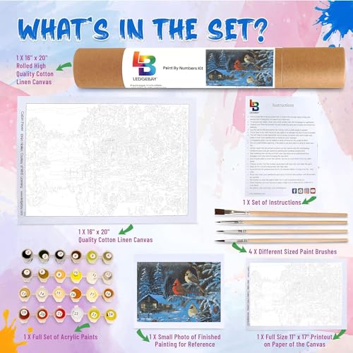 Ledgebay Paint by Numbers Kit for Adults, 16x20 Unframed Canvas - color: Cabin Fever Doughty, size: 16" x 20" Unframed