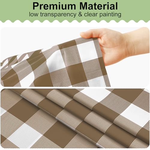 misaya 4 Packs 54 x 78 Inch Buffalo Disposable Table Cloth, Waterproof Plastic Tablecloth, Rectangle Brown and White Checkered Table Covers for Picnic, Birthday, Party - color: Brown and White, size: 54" X 78"
