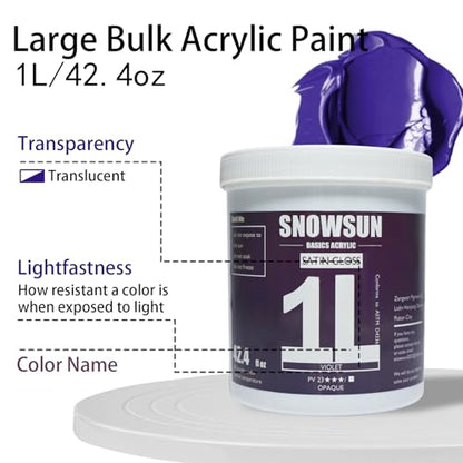 SNOWSUN Heavy Body Acrylic Paint, 1L (40oz) Bulk Violet - Non Toxic Artist Grade Thick Paint for Canvas, Wood, Ceramic & Crafts - color: violet