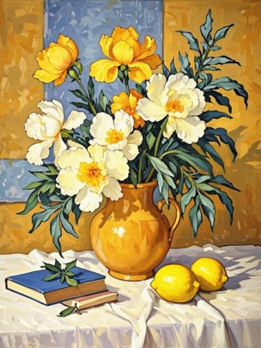 ZRIZQ Flowers Paint by Numbers Kit for Adults Beginner,Vintage,16x20 | Full set with wooden brushes,rolled canvas,rich paints.Calming activity.Beginner friendly.Just open and paint. - color: 16"X20"Rolled Canvas-Vintage Flowers