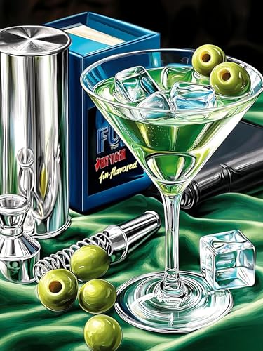 Axquilon Cocktail Diamond Art Kits for Adults 12x16 inch | Diamond Painting Kits for Adults Beginner, DIY 5D Full Drill Gem Art for Home Wall Decor - color: Cocktail
