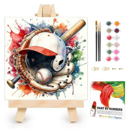 AUKELHJ Framed Paint by Numbers Kit for Adults, Baseball, 10x10 inch - color: 17-Baseball
