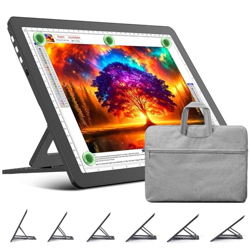 TOHETO Rechargeable A4 Light Board with Stand, Bag, Super Bright Magnetic Light Pad with Side Buttons, Wireless Light Box for Tracing and Drawing, Cordless Light Table for Diamond Painting, Sketching - color: Black, size: A4 with Stand and Bag