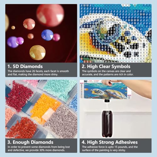 SJUTOUCI Sea Turtle Diamond Art Kit for Adults, Diamond Painting Animal - color: Sea Turtle
