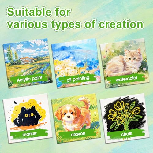 ESRICH Mini Stretched Canvas 16Pack 3x3inch, 2/5Inch Profile Art Primed Canvases for Painting, Cotton Small Professional Stretched Canvas for Kids and Art Supplies. - style: 16 Packs Stretched Canvas - 3*3in