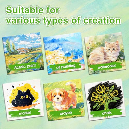 ESRICH Mini Stretched Canvas 16Pack 3x3inch, 2/5Inch Profile Art Primed Canvases for Painting, Cotton Small Professional Stretched Canvas for Kids and Art Supplies. - style: 16 Packs Stretched Canvas - 3*3in
