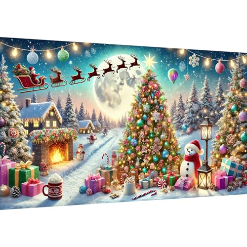 Ekuxom Large Christmas Tree Diamond Art Kits for Adults 27.5 X 15.7 inch | Large Diamond Painting Kits for Adults-Round Full Drill Waterfall Diamonds Art Painting Kit for Gifts Home Wall Decor - color: Christmas Tree