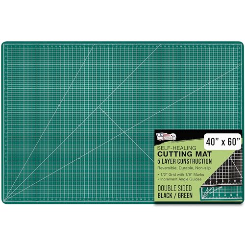 U.S. Art Supply 40"x60" Self-Healing Cutting Mat 5-Ply Green/Black | Double-Sided Green/Black Craft Mat, Non-Slip Cutting Mats for Crafts, Sewing, Quilting, Scrapbooking - color: Green/Black