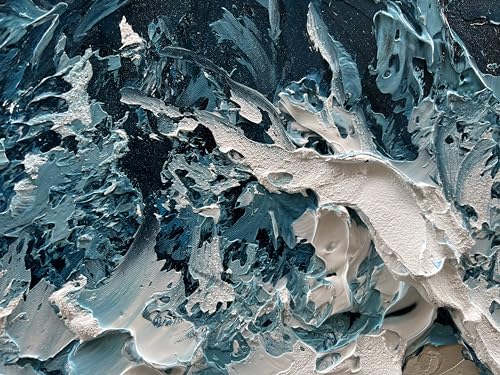 Art Hand-Painted Blue Ocean Beach Landscape Oil Painting Large Abstract Canvas Art Home wall Decoration 24x48 inches - color: Dn166