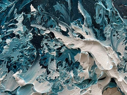 Art Hand-Painted Blue Ocean Beach Landscape Oil Painting Large Abstract Canvas Art Home wall Decoration 24x48 inches - color: Dn166