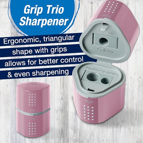 Faber-Castell Grip Trio Pencil Sharpener: Rose Shadows - style: Rose Shadows