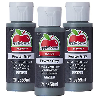 Apple Barrel Acrylic Paint, Pewter Grey (Pack of 3) 2 oz, 20580EA- (Pack of 3) - color: Pewter Grey, size: 2 Fl Oz (Pack of 3)