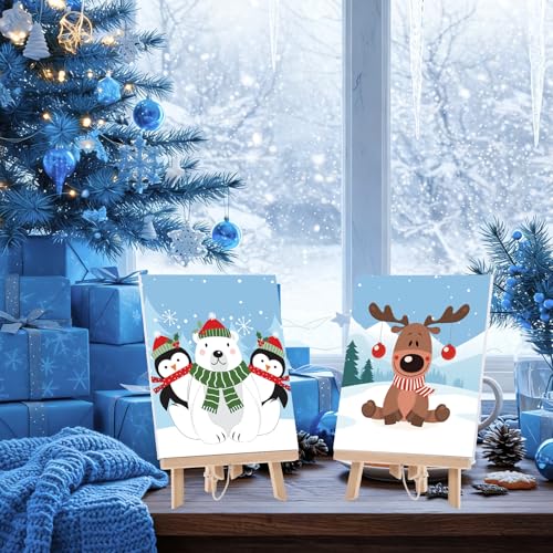 Sherr 12 Pcs Pre Drawn Canvas for Adults,Winter Xmas,8 x 10 Inch - size: 8 x 10 Inch, style: Winter Xmas
