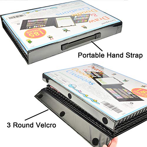 Sunnyglade 185 Pieces Double Sided Trifold Easel Art Set Art Supplies Black - color: multi-color