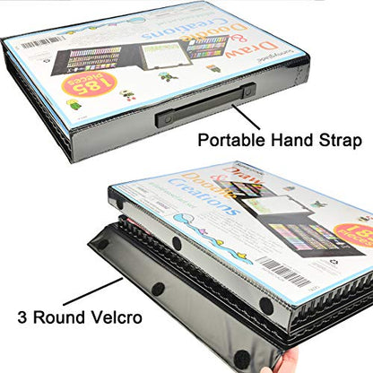 Sunnyglade 185 Pieces Double Sided Trifold Easel Art Set Art Supplies Black - color: multi-color