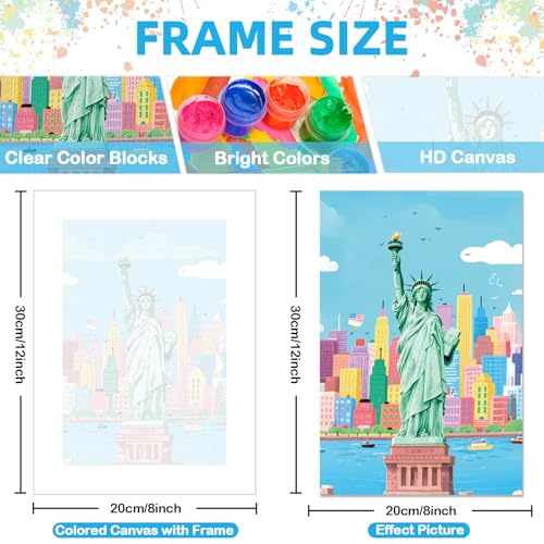 EggSun 6 Pack Framed Paint by Numbers Kit for Adults,Beginners with Wooden Easel,DIY Acrylic Oil Painting Paint by Numbers Kits on Canvas for Home Decor(Scenery-Cityscape,8x12Inch) - style: Scenery Cityscape