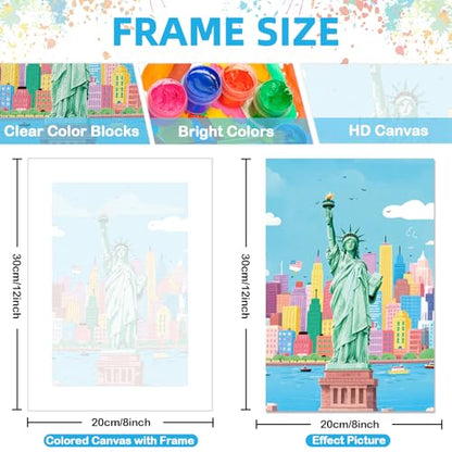EggSun 6 Pack Framed Paint by Numbers Kit for Adults,Beginners with Wooden Easel,DIY Acrylic Oil Painting Paint by Numbers Kits on Canvas for Home Decor(Scenery-Cityscape,8x12Inch) - style: Scenery Cityscape