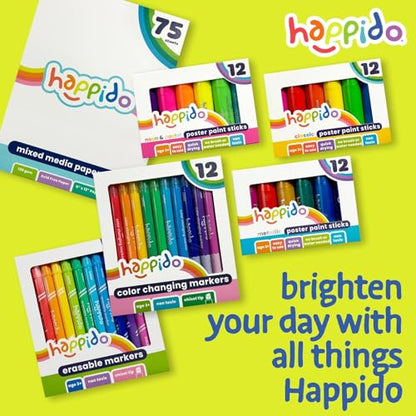Happido Double-Sided Erasable Markers for Kids, Set of 12 - style: 12 Count - Erasable Double Ended