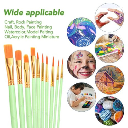 ESRICH 160PCS Paint Brushes, Paint Brush for Acrylic Painting - color: Green, size: 160