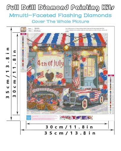 askkqtx Independence Day Diamond Art Kits for Adults 14x14 Inch | 4th of July Patriotic Shop Diamond Painting Kits for Beginners, DIY 5D Round Full Drill Crystal Dots Gem Art Craft Home Decor - color: Independence-G9490