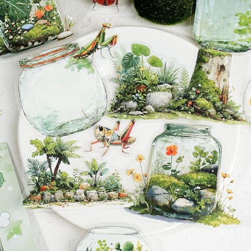 90 Pcs Oil Painting Scenery PET Stickers for Scrapbooking - color: World in a Bottle Series