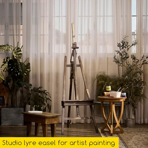 MEEDEN Easel for Painting: Adjustable Solid Beech Wood Studio Easel for Adults with Brush Holder, Holds Canvas up to 48" - color: Gray