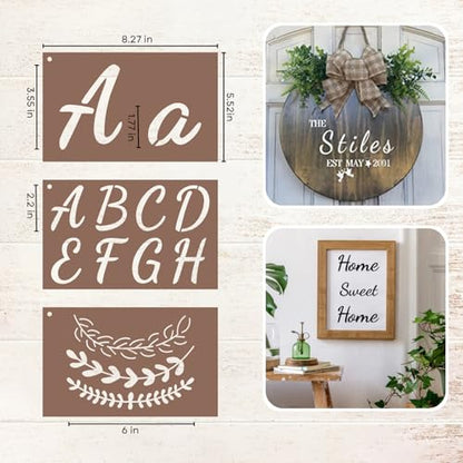 45Pcs Letter Stencils Set, 4 & 2 Inch Reusable PET Painting Stencils