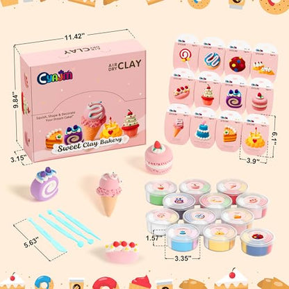 Air Dry Clay Sweet Bakery Set - DIY Cake Crafts. Creative Gift! | Includes colors, tools & guides to make cute cakes. Ideal birthdays & holidays gift - color: cake