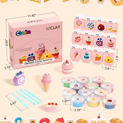 Air Dry Clay Sweet Bakery Set - DIY Cake Crafts. Creative Gift! | Includes colors, tools & guides to make cute cakes. Ideal birthdays & holidays gift - color: cake