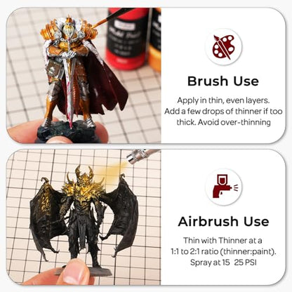 Nicpro 10 Colors Metallic Model Paint Set, 20ml Ready to Use | Modeling Acrylic Paints, Brush & Airbrush Compatible, Miniature Paint for Beginner & Pro on Model, Scale Figure, with Thinner - style: Metallic