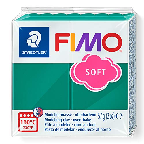 Staedtler FIMO Soft Polymer Clay - -Oven Bake Clay for Jewelry, Sculpting, Crafting, Emerald 8020-56 - color: emerald, size: 57 g (Pack of 1)