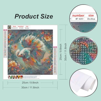 hill froeistung 5D Colorful Fish Diamond Art Painting Kits for Adults - color: HF-A051