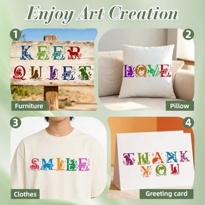 Letter Stencils for Crafts Reusable 36Pcs Number Stencils(5.1X5.1 inch) - color: Animal Letters