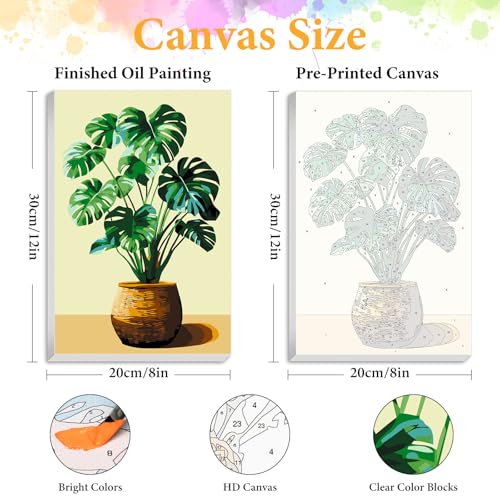 Framed Paint by Numbers Kit for Adults, Tropical Plant Decor 8x12 Inch | Paint by Number with Frame, DIY Acrylic Painting Kit for Relaxation, Easy for Beginners, Wall Decor Gift for Nature Lovers - color: OPFUS2508-06