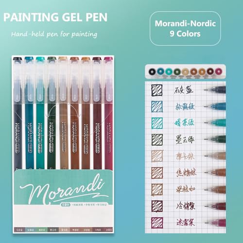 Gel Pens with 0.6mm Fine Point, 9 Colors Acrylic Drawing Gel Pen - color: Morandi-Nordic