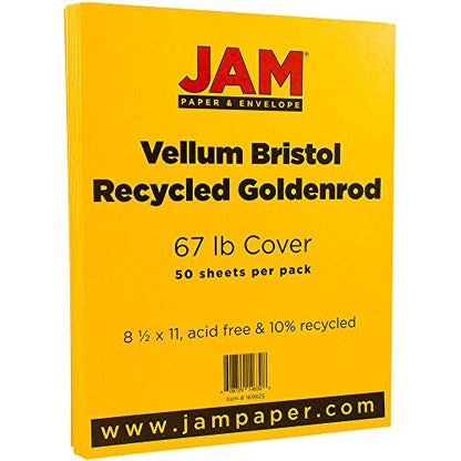 JAM PAPER Vellum Bristol 65lb Cardstock - 8.5 x 11 Coverstock - 147 gsm - Goldenrod - 50 Sheets/Pack - color: Goldenrod, size: 8.5" x 11"