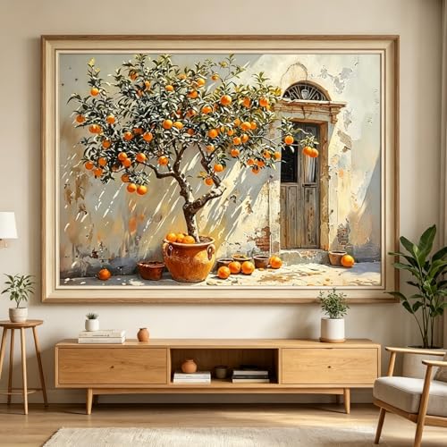 CSZPPQAF Orange Tree Paint by Number Kit for Adults, Fruit Paint by Number Kits on Canvas, DIY Color Vintage Oil Painting for Farmhouse Kitchen Living Room Bedroom Decor 12X16inch - color: PB460-1