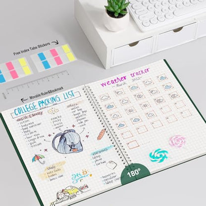 AHGXG Spiral Graph Paper Notebook, 110 Pages, A4 (8.5" x 11") | 100 gsm Thick Grid Paper, Waterproof Plastic Cover, for School Writing Engineering (Green) - color: Green, style: A4-Graph