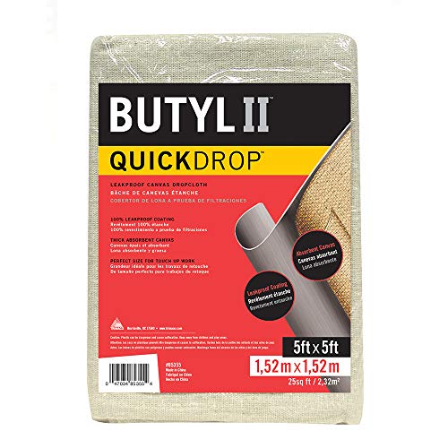 Trimaco Butyl II Two Layer Poly-Back Canvas Drop Cloth, 5-feet x 5-feet - size: 5 feet x 5 feet