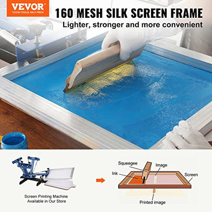 VEVOR Screen Printing Kit, 6 Pieces Aluminum Silk Screen Printing Frames, 20x24inch Silk Screen Printing Frame with 160 Count Mesh, High Tension Nylon Mesh and Sealing Tape for T-Shirts DIY Printing - size: 20x24inch-6